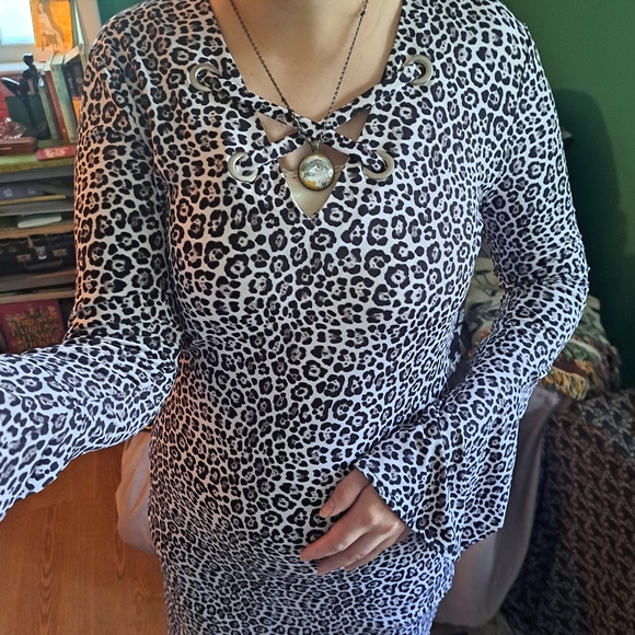 Y2k leopard print Michael Kors Dress xs - Picture 2 of 6